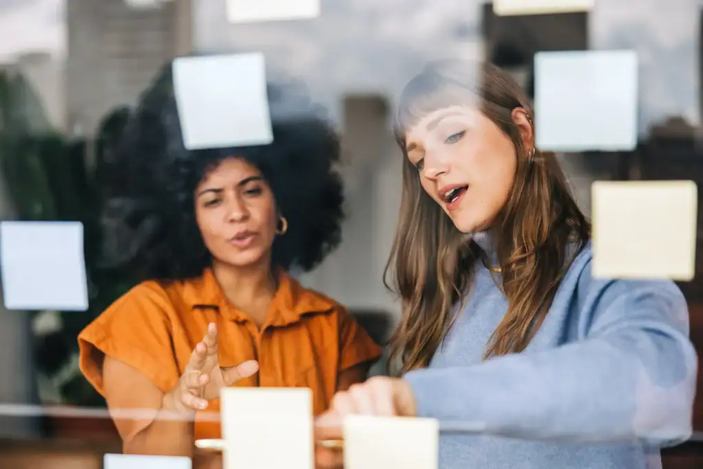 Two women having a discussion.