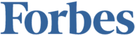 The image shows the Forbes logo in large blue serif font on a transparent background.
